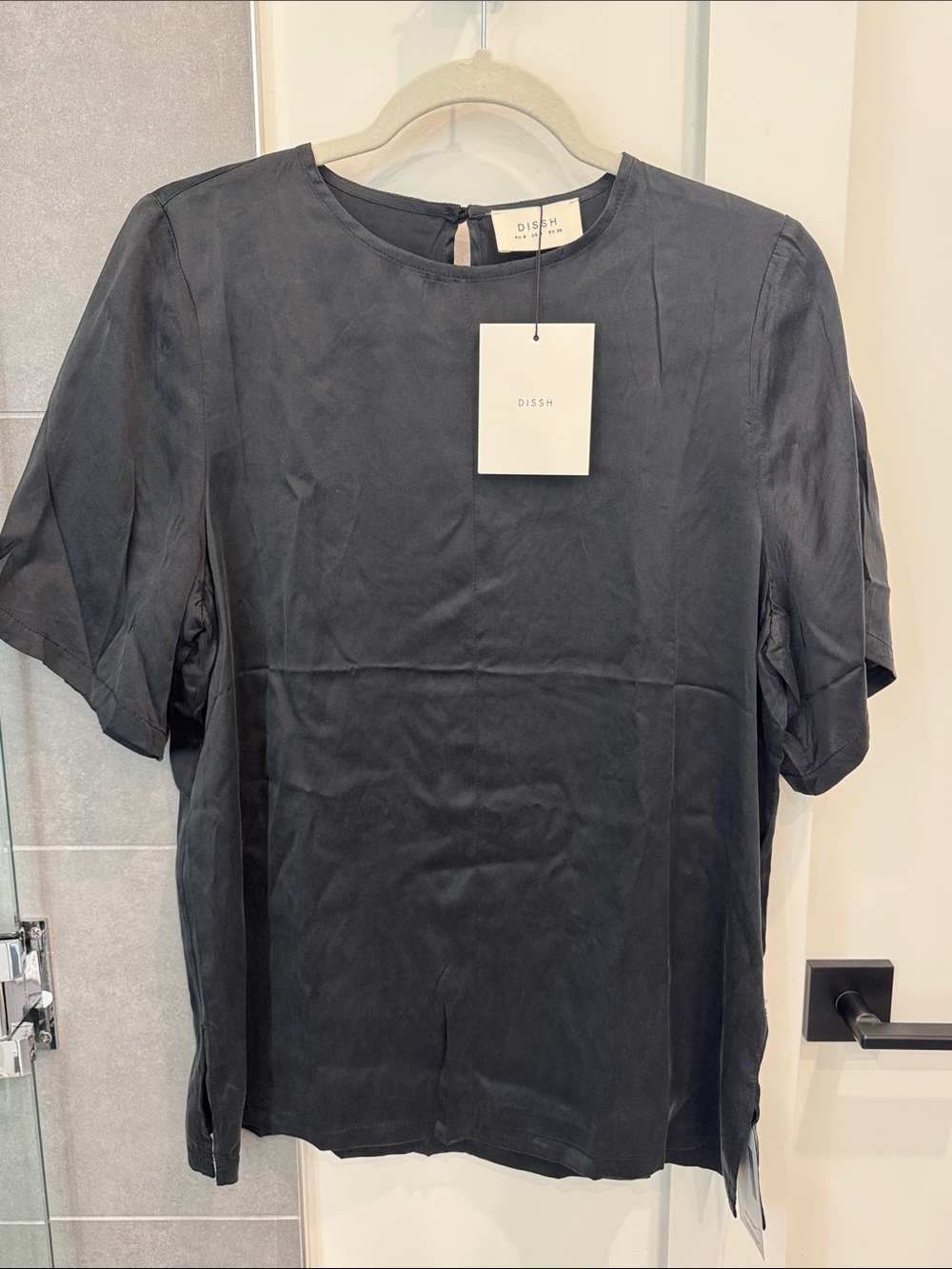 DISSH Silk Shirt in Charcoal Black